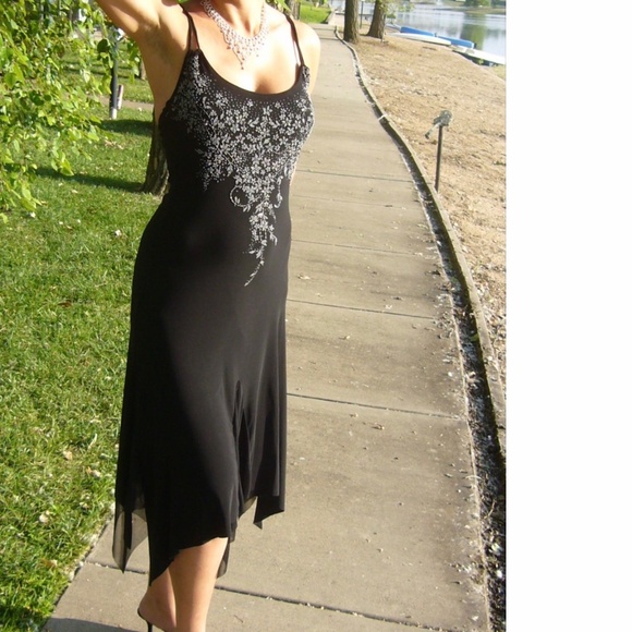 Vintage YK2 black beaded dress, size 6 - Picture 8 of 8